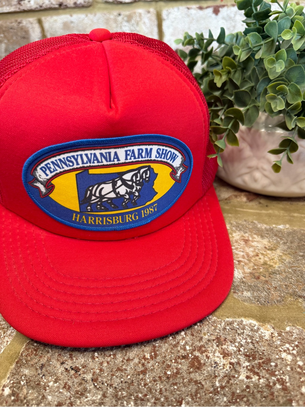 Vintage  Trucker Snapback  Red Pennsylvania Farm Show Trucker Hat